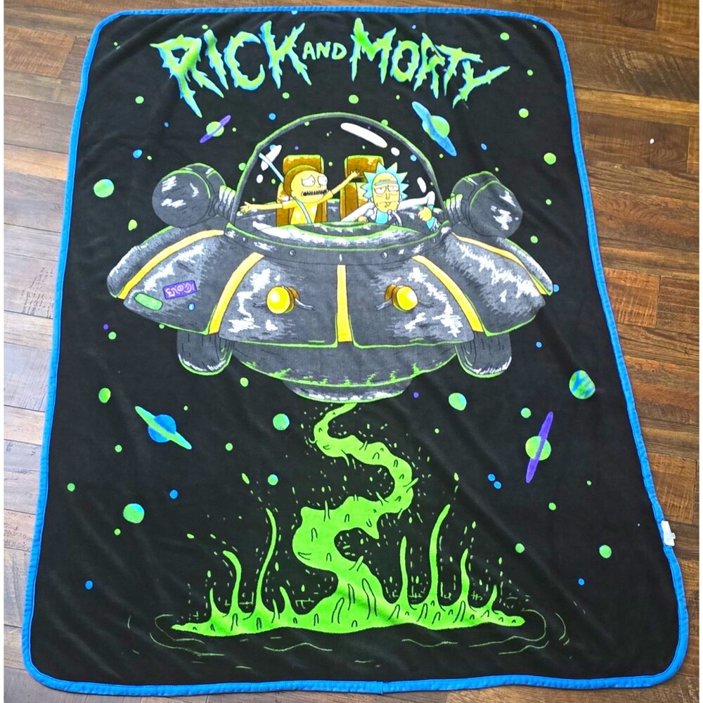 Rick and Morty Throw Blanket Rick Sanchez Morty Smith Polyester 46x60 Black